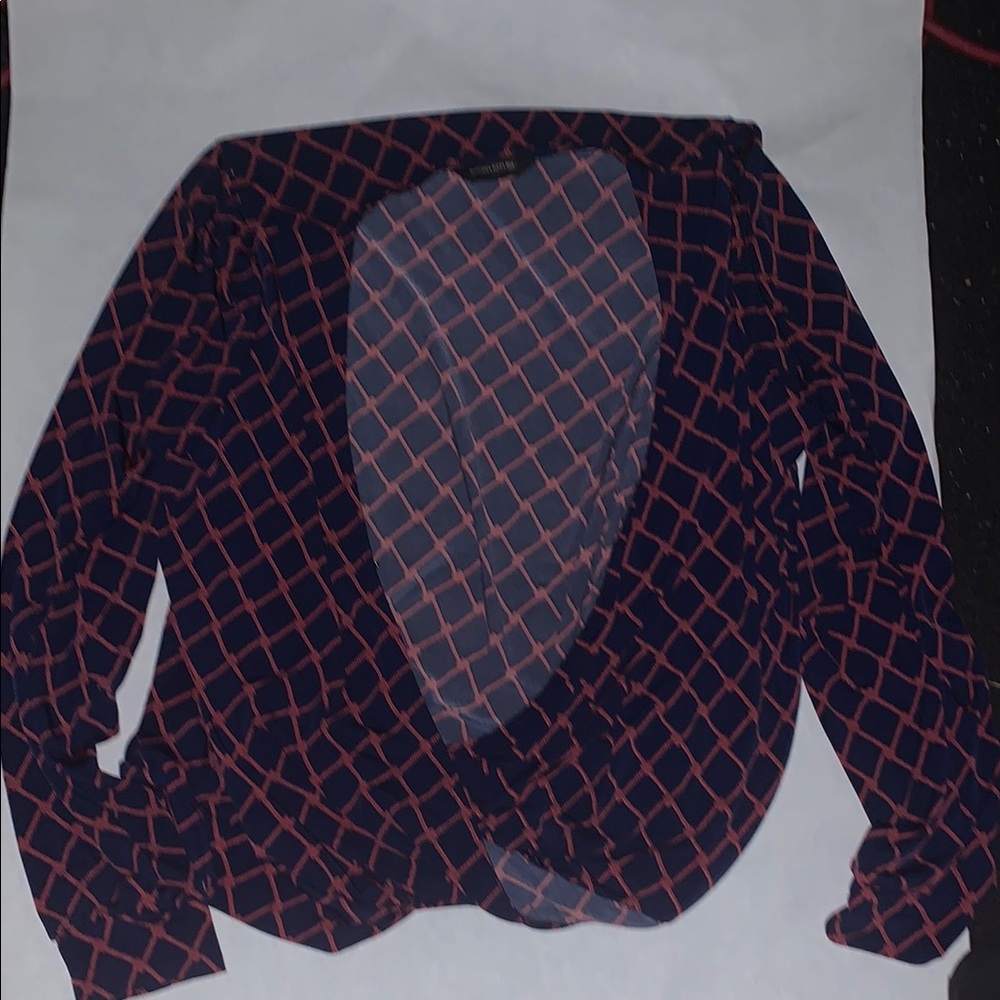 Banana Republic Navy and Red Diamond Blouse